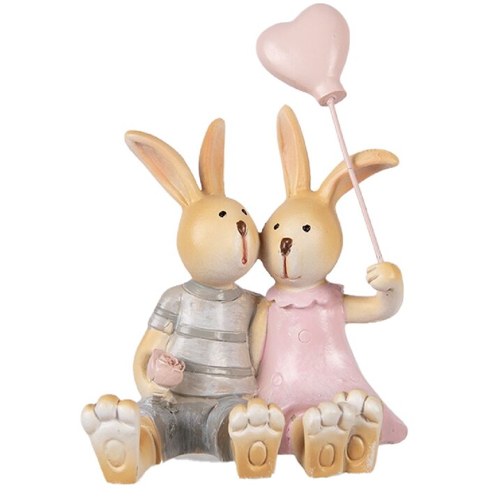 Décoration Lapin Clayre & Eef Brun Rose 8x6x10 cm