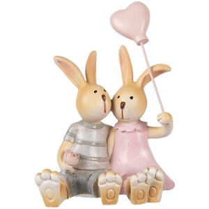 Décoration Lapin Clayre & Eef Brun Rose 8x6x10 cm