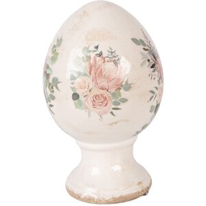 Œuf sur Pied en Porcelaine Beige-Rose Ø12x19...