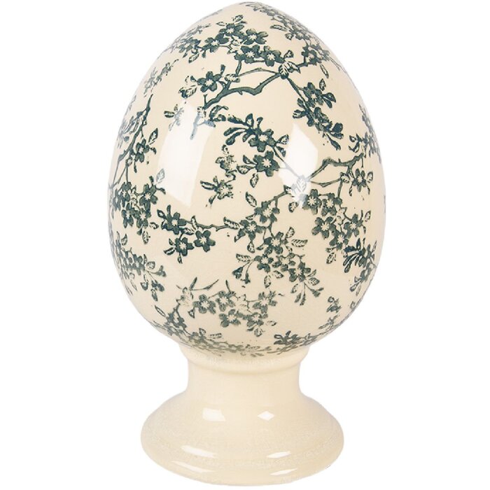 Œuf décoratif sur pied jaune-vert Ø15x24 cm – Clayre & Eef