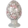 Clayre & Eef – Oeuf décoratif sur pied gris/rose Ø 15x24 cm