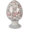 Clayre & Eef – Oeuf décoratif sur pied gris/rose Ø 15x24 cm