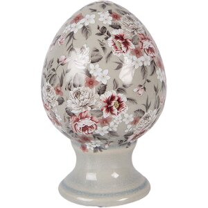 Oeuf en céramique gris-rose sur pied Ø 9x14...