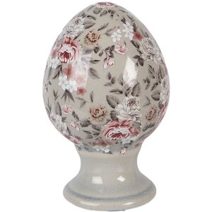 Oeuf en céramique gris-rose sur pied Ø 9x14...