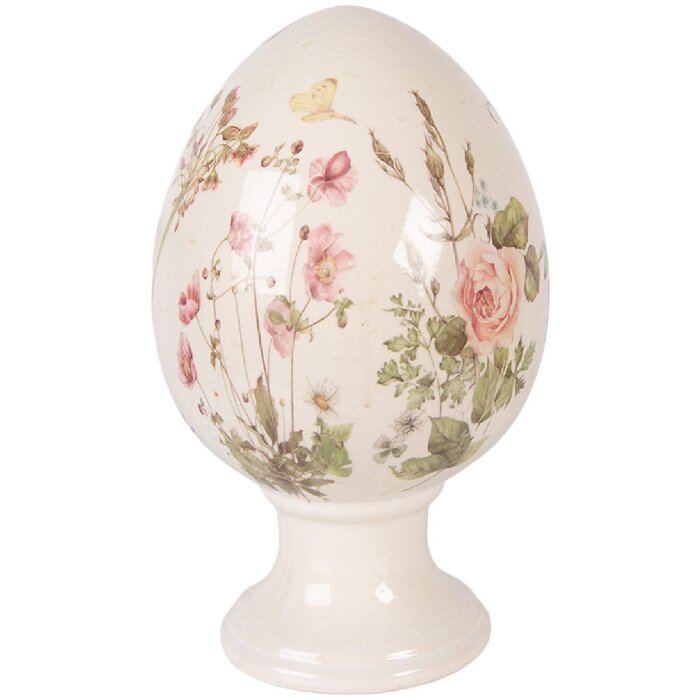 Décoration Oeuf sur Pied Beige Rose Ø 17x28 cm - Clayre & Eef