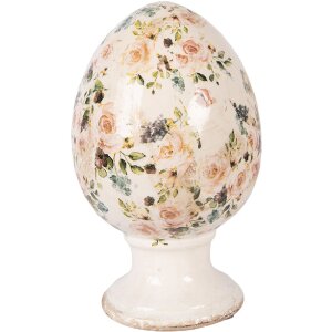 Oeuf en céramique sur pied beige-rose Ø...
