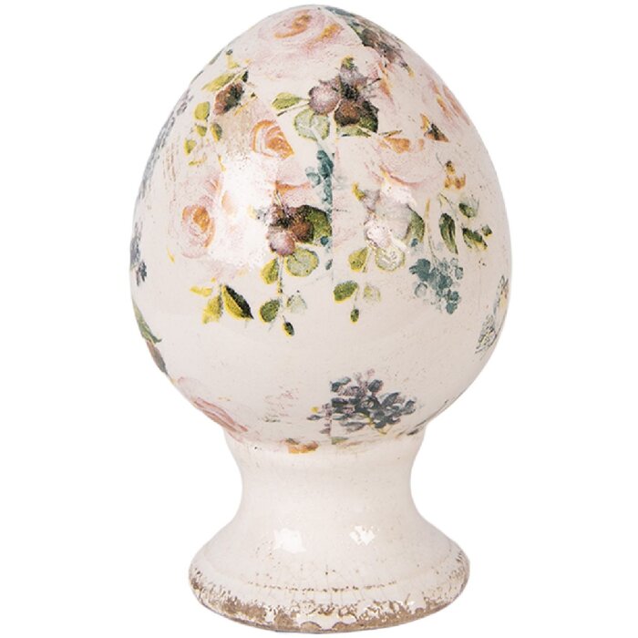 Œuf sur Pied en Céramique Beige-Rosa Ø 9x14 cm – Clayre & Eef