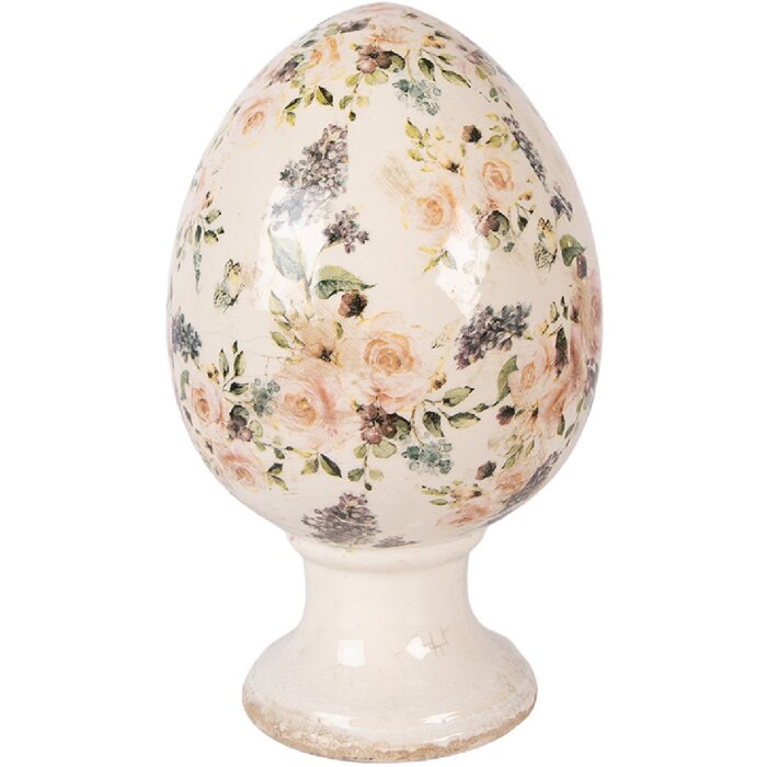 Œuf en céramique sur pied beige-rose Ø 17x28 cm – Clayre & Eef