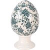 Oeuf en céramique sur pied beige-vert Ø15x24 cm - Clayre & Eef