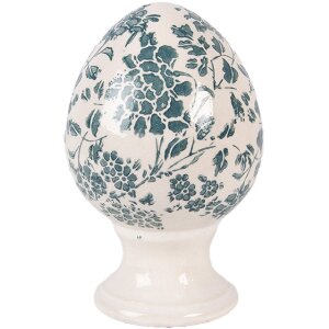 Œuf en céramique sur pied, beige et vert,...