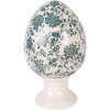 Clayre & Eef - Oeuf sur Pied en Porcelaine, Beige-Vert Ø17x28cm