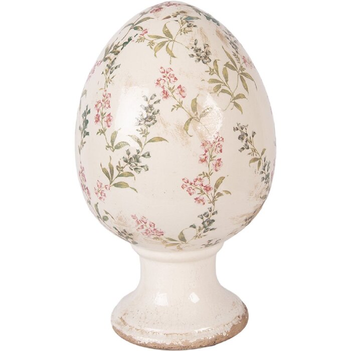 Décoration Oeuf sur Pied Clayre & Eef Ø 17x28 cm Beige Rose