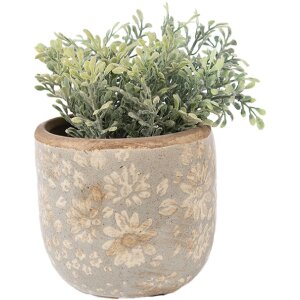 Pot à fleurs Clayre & Eef gris-beige Ø 10x9 cm porcelaine intérieur