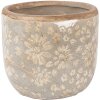 Pot à fleurs Clayre & Eef gris-beige Ø 10x9 cm porcelaine intérieur