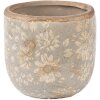 Pot à fleurs Clayre & Eef gris-beige Ø 10x9 cm porcelaine intérieur