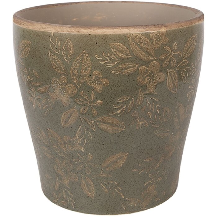 Pot à fleurs en céramique marron Clayre & Eef Ø 18x17 cm