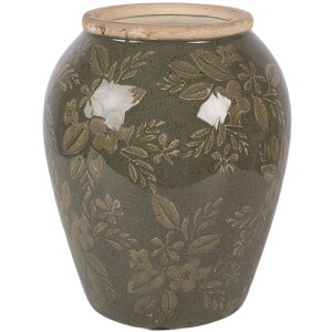 Vase en céramique Clayre & Eef Ø16x20 cm Vert-Brun