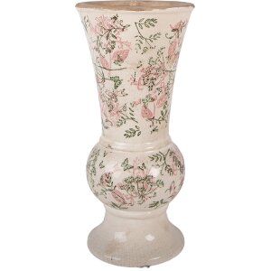 Vase en céramique Clayre & Eef Ø15x32 cm beige-vert