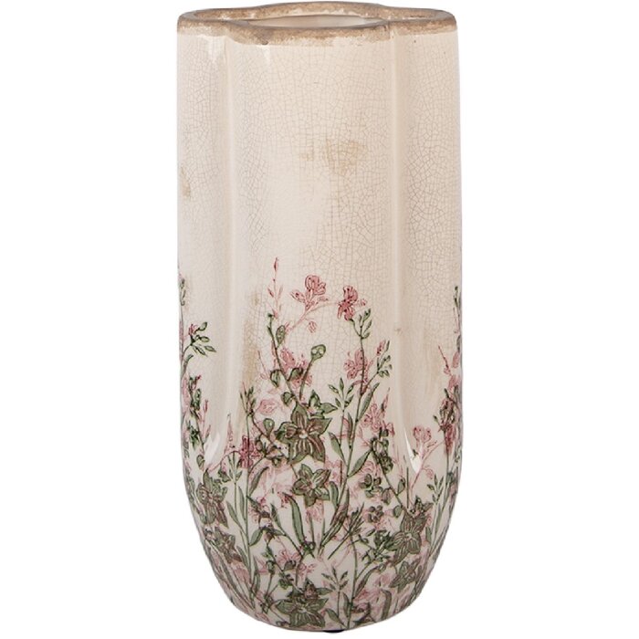 Vase en céramique beige-vert Ø15x30 cm – Clayre & Eef