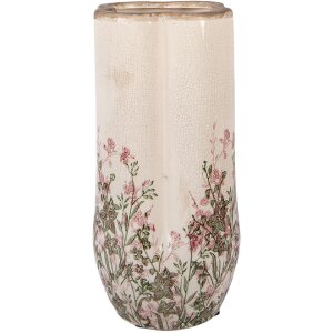 Vase en céramique beige-vert Ø15x30 cm – Clayre & Eef