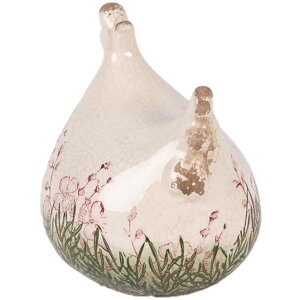 Décoration Poule en Céramique Beige-Vert...