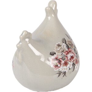 Décoration murale poule gris-rose 12x11x13 cm Clayre & Eef