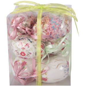 Set de 9 œufs suspendus blanc et rose Ø 5x8 cm