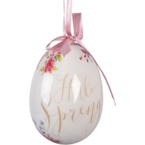 Set de 9 œufs suspendus blanc et rose Ø 5x8 cm