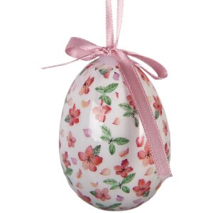Décoration suspendue œufs rose & blanc - Set de 9 pièces Ø 5x8 cm