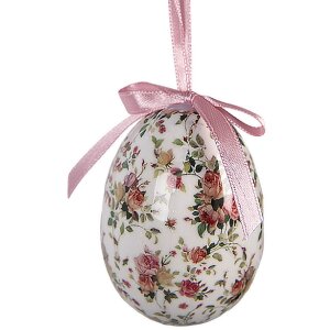 Décoration suspendue œufs rose & blanc - Set de 9 pièces Ø 5x8 cm