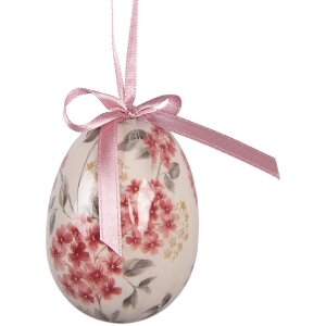 Décoration suspendue œufs rose & blanc - Set de 9 pièces Ø 5x8 cm