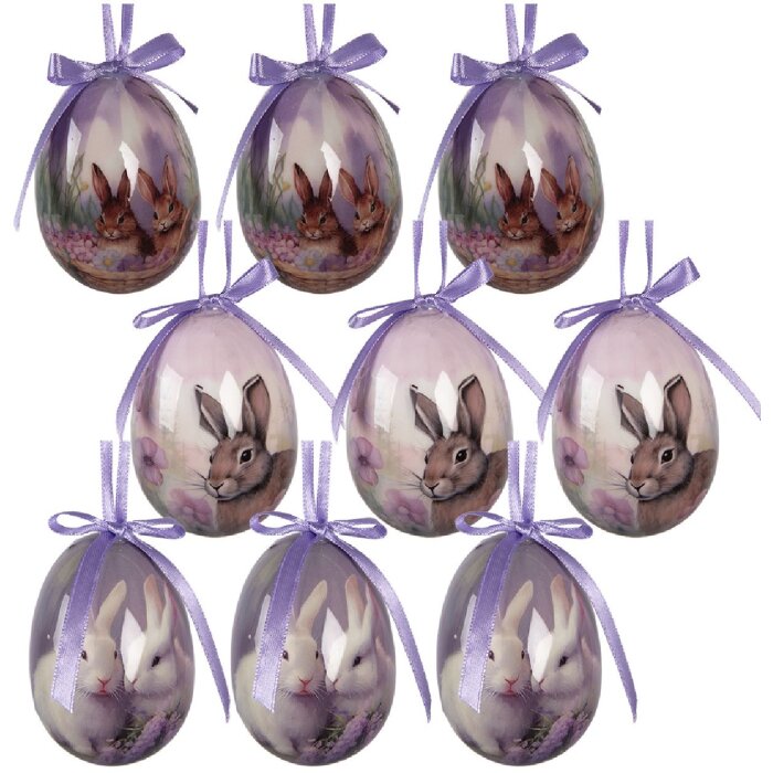 Clayre & Eef - Set de 9 pendentifs œufs colorés Ø 5x8 cm