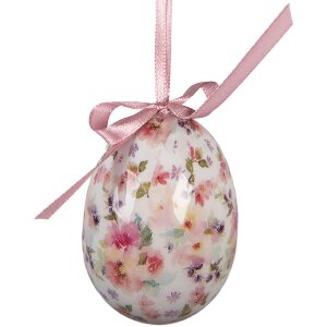 Décoration suspendue œufs blancs et roses – Set de 9 pièces Ø 5x8 cm