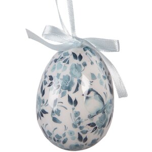 Décoration murale œuf suspendu – Set de 9 œufs blanc & bleu Ø 5x8 cm