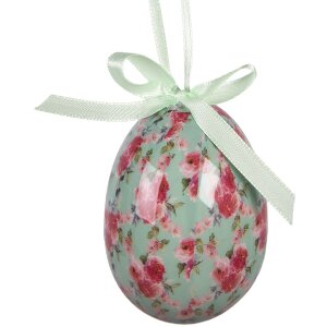 Clayre & Eef – Set de 9 œufs suspendus blancs et roses Ø 5x8 cm