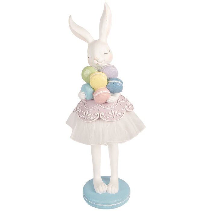 Décoration lapin Clayre & Eef blanc-violet 18x17x54 cm