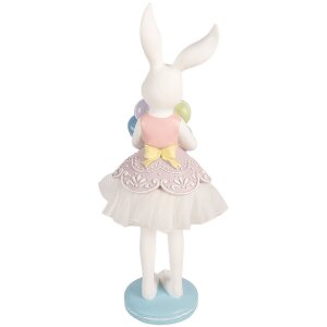 Décoration lapin Clayre & Eef blanc-violet 18x17x54 cm