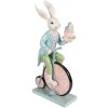 Clayre & Eef - Décoration Lapin sur Vélo Blanc Bleu 23x12x46 cm