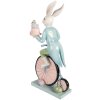 Clayre & Eef - Décoration Lapin sur Vélo Blanc Bleu 23x12x46 cm