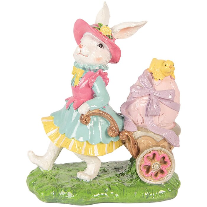 Décoration lapin blanc-vert Clayre & Eef 19x11x23 cm