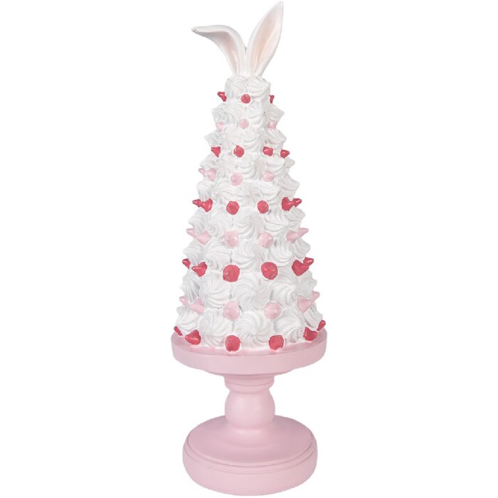 Décoration gâteau Clayre & Eef Ø 14 cm x 39 cm Rose-Blanc