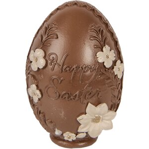 Décoration Oeuf Clayre & Eef Ø 9x13 cm Marron-Blanc