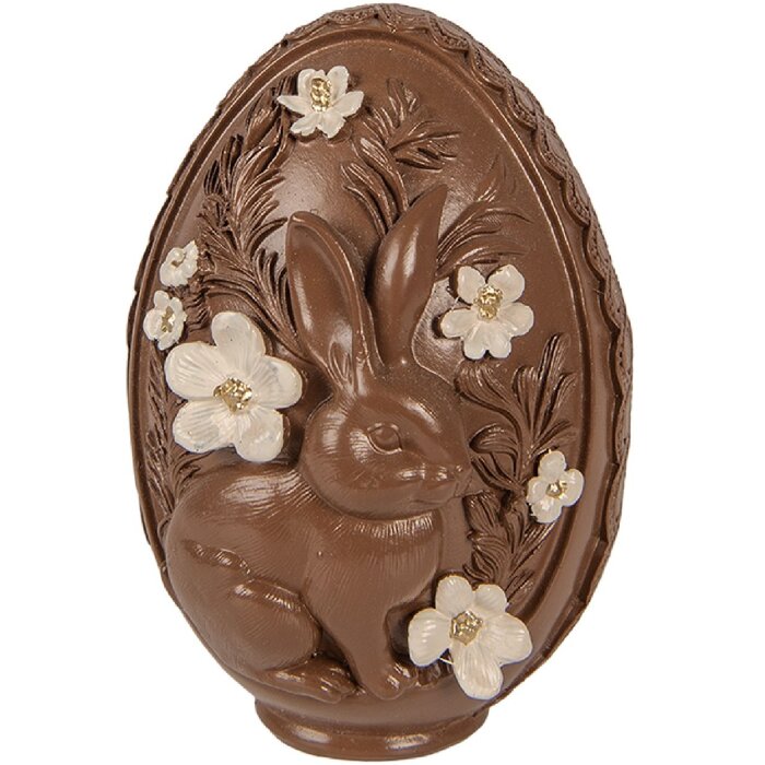 Œuf décoratif Clayre & Eef Ø 9x13 cm, marron-blanc, polyrésine