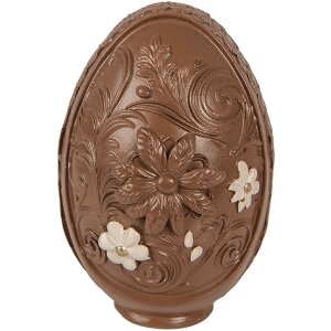 Œuf décoratif Clayre & Eef Ø 9x13 cm, marron-blanc, polyrésine