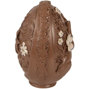 Œuf décoratif Clayre & Eef Ø 9x13 cm, marron-blanc, polyrésine