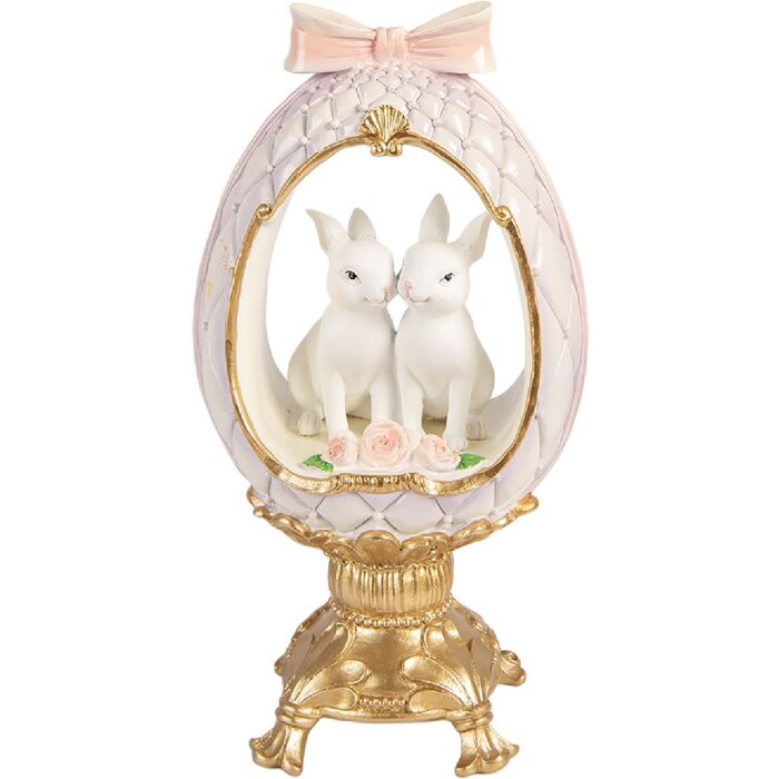 Décoration œuf lapin blanc-or 17x12x31 cm - Clayre & Eef