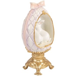 Décoration œuf lapin blanc-or 17x12x31 cm -...