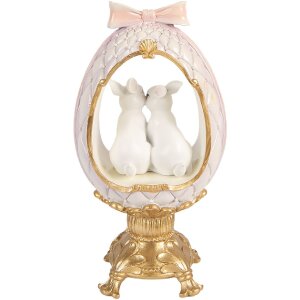 Décoration œuf lapin blanc-or 17x12x31 cm - Clayre & Eef