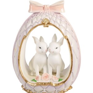 Décoration œuf lapin blanc-or 17x12x31 cm - Clayre & Eef