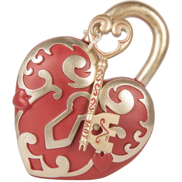 Décoration cœur avec clé rouge or 22x9x30 cm – Clayre & Eef